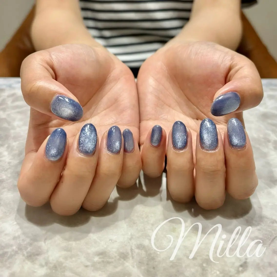 ネイル ブルー マグネットネイル Nail Salon Milla / ミラのネイルデザイン
