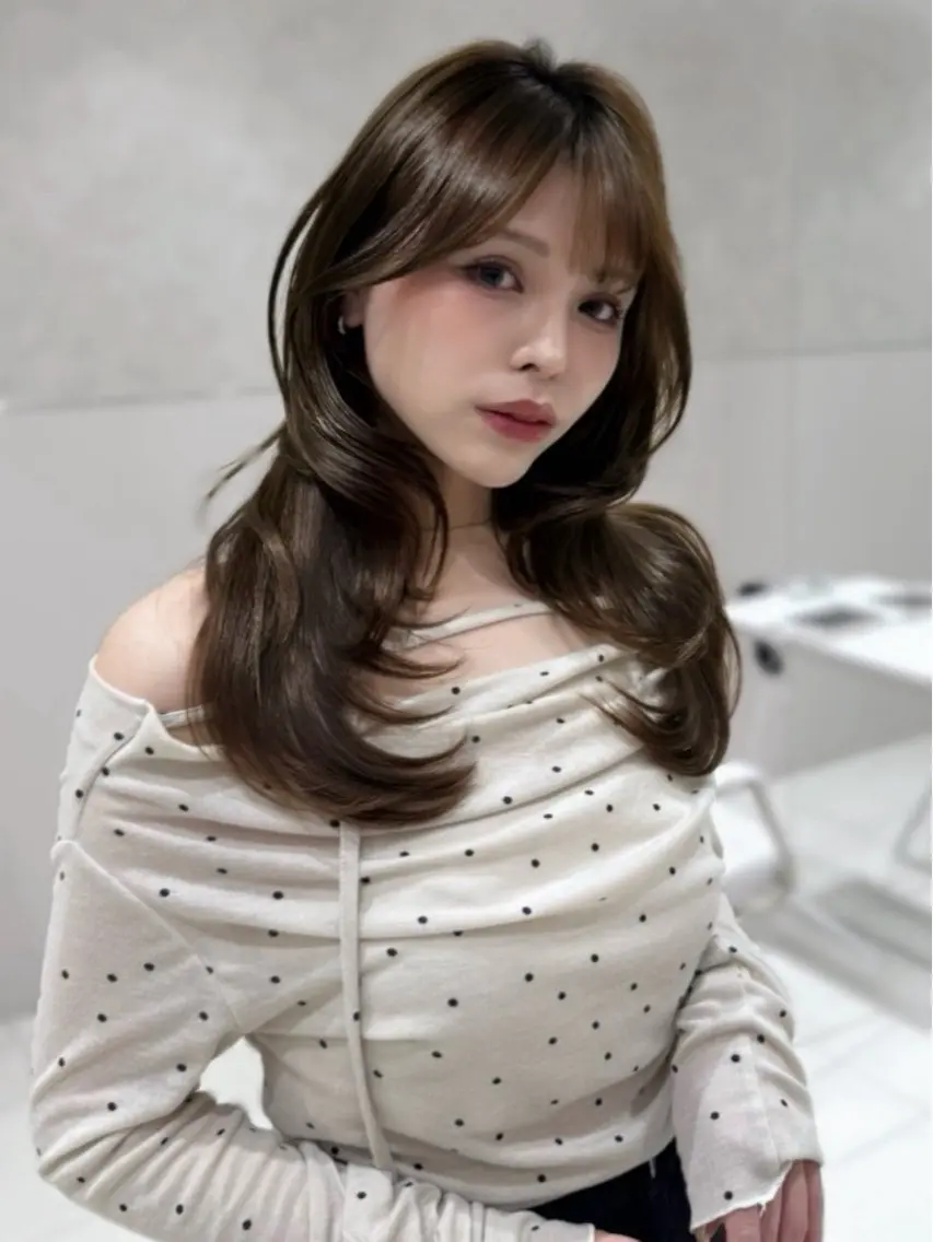 セミロング カラー カット ヘアカラー トリートメント 銀座/レイヤー 顔周りカット溝手優太のヘアスタイル