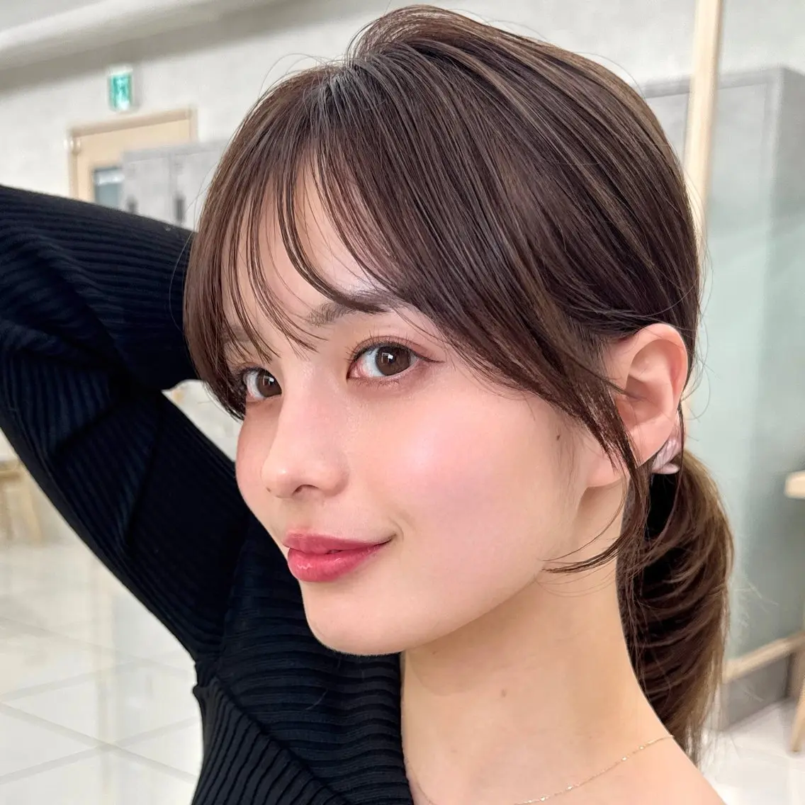 カット 🧸ベージュ/レイヤ ー/韓国風🍪萌のヘアスタイル