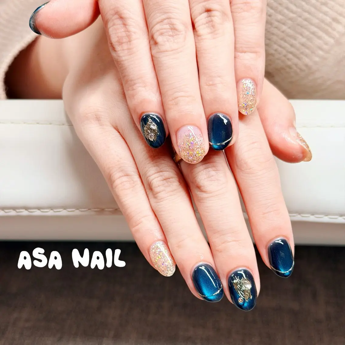 ネイル ラメ(グリッター) マグネットネイル ハンドネイル Asa Nail 亀戸 平井のネイルデザイン