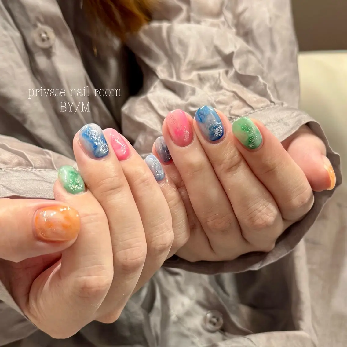 ネイル ロングネイル 持ち込み ニュアンスネイル ショートネイル BY / Mのネイルデザイン