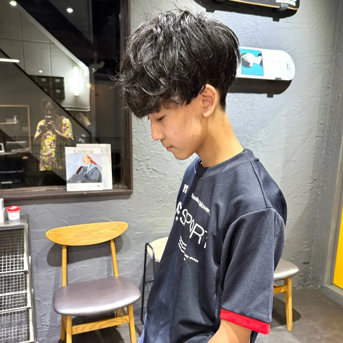 ミディアム パーマ カット トリートメント 一ノ瀬 暁のヘアスタイル