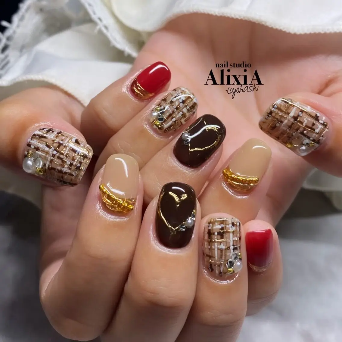ネイル バレンタイン ハンドネイル AlixiA ゆみのネイルデザイン