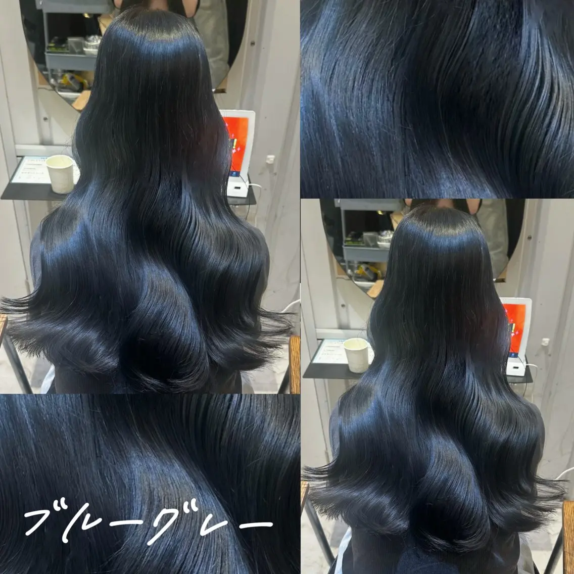 ロング カラー ブルーカラー ブルーグレー 韓国風ヘア レイヤーカット カット ヘアカラー ✨本格的韓国スタイル 特化✨ﾊﾙｶ✨️のヘアスタイル