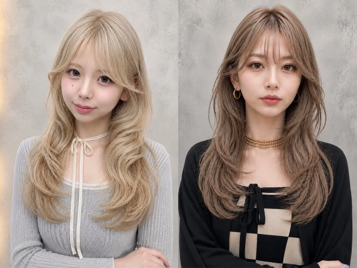 ロング ヘアカラー トリートメント ヘッドスパ ケアブリーチ🌺韓国 レイヤー🪽‪とわのヘアスタイル