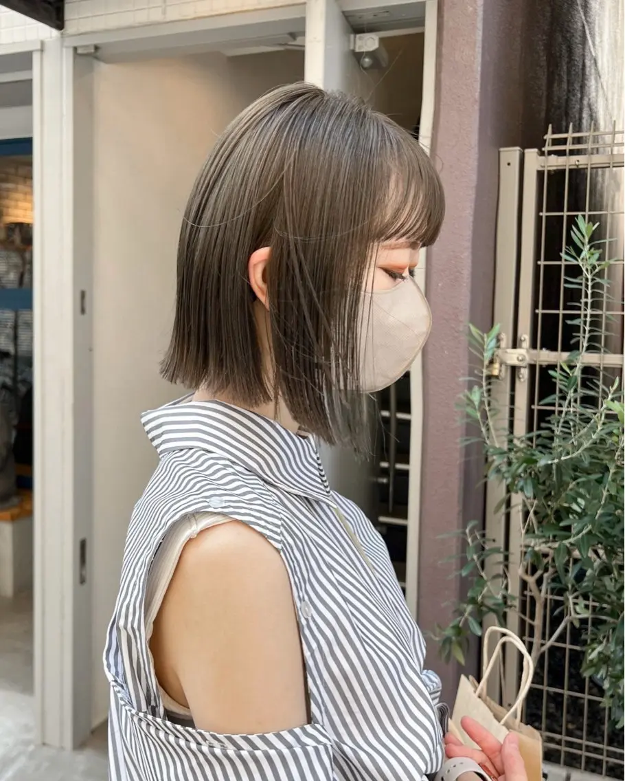 ミディアム カラー ベージュカラー オリーブベージュ カット 大阪メンズパーマ /ショート/らいのヘアスタイル