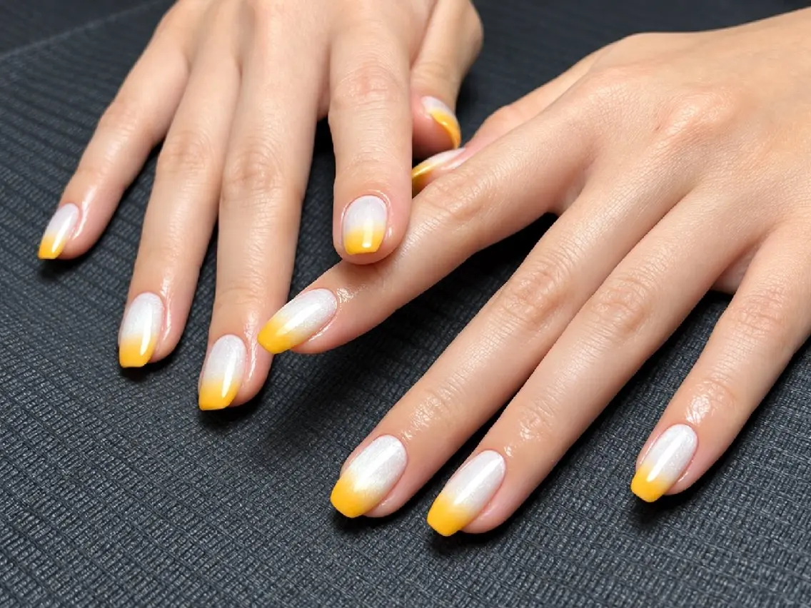ネイル グラデーション オフィスネイル シンプルネイル ホワイト 黄色 ハンドネイル フットネイル 高山ルコ(NAIL) 店長のネイルデザイン