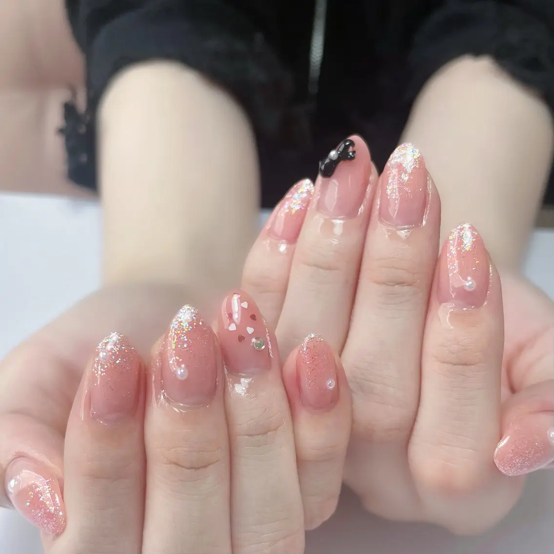 ネイル ピンク リボン ハンドネイル Chicchi 加茂宮駅徒歩3分のネイルデザイン