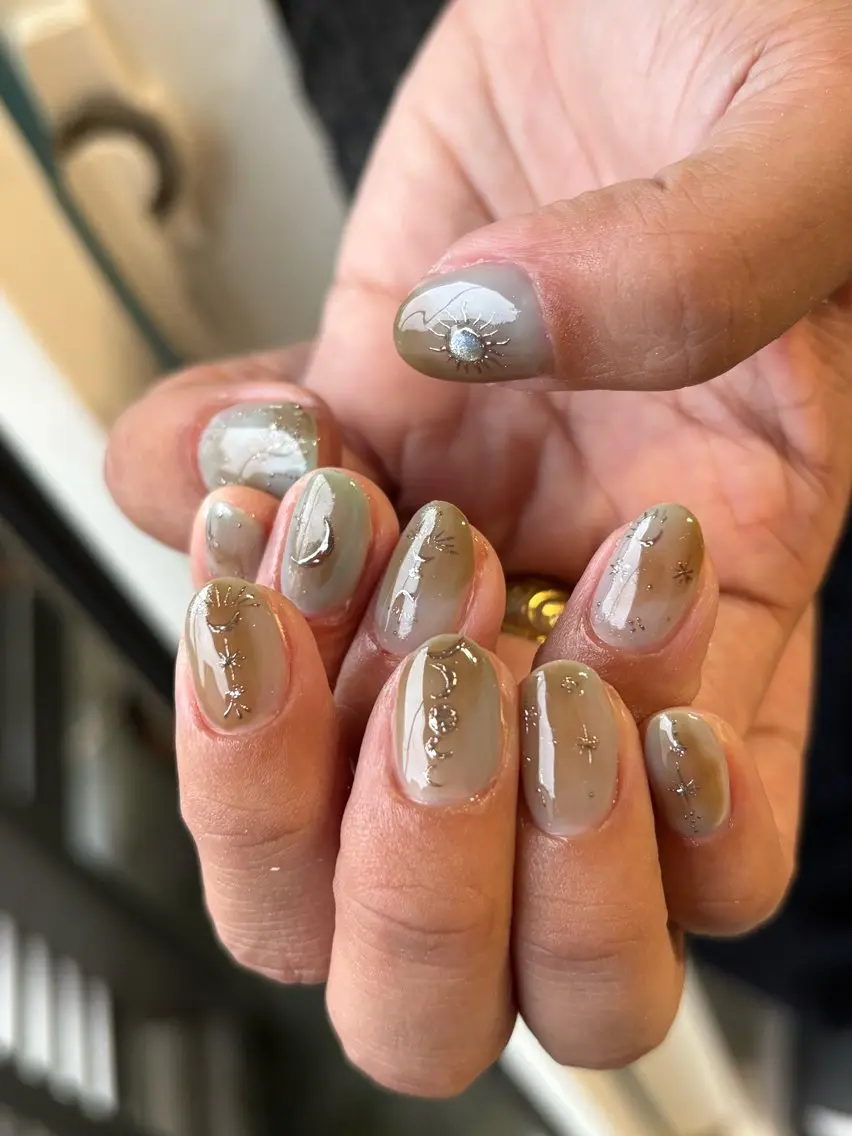 ネイル ハンドネイル 手描き🌸ニュアンス monny nailのネイルデザイン