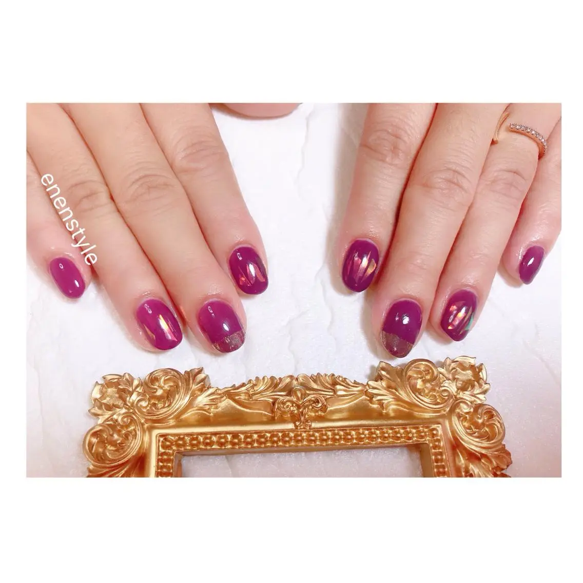 ショート ネイル ジェルネイル ミラーネイル ニュアンスネイル オフィスネイル シンプルネイル ハンドネイル 🐾enen style 🐾のネイルデザイン