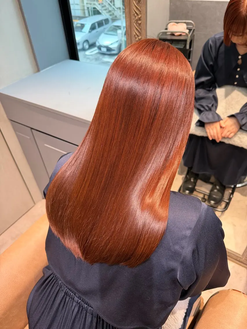 ロング ヘアカラー あさひ/ハイトーン ／縮毛矯正のヘアスタイル