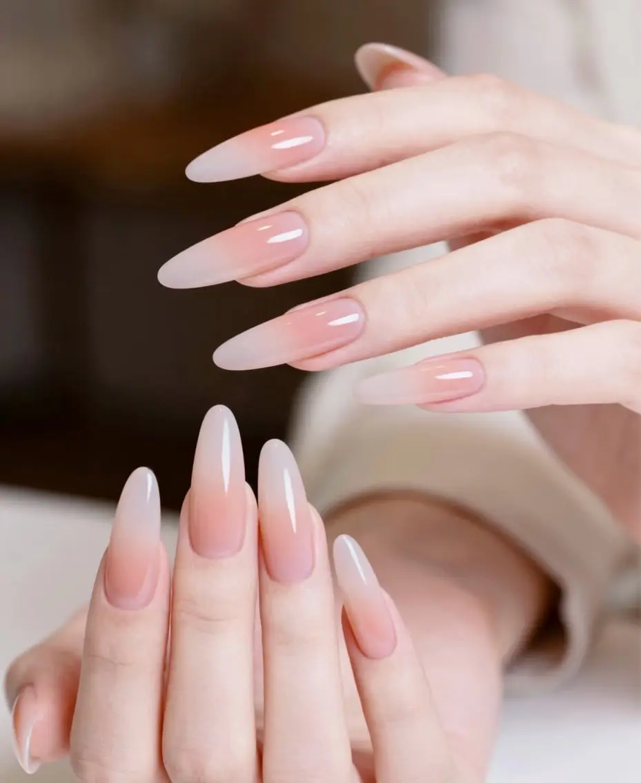 ネイル フレンチネイル ガラスフレンチ キラキラネイル 韓国ネイル ロングネイル star nail salonのネイルデザイン
