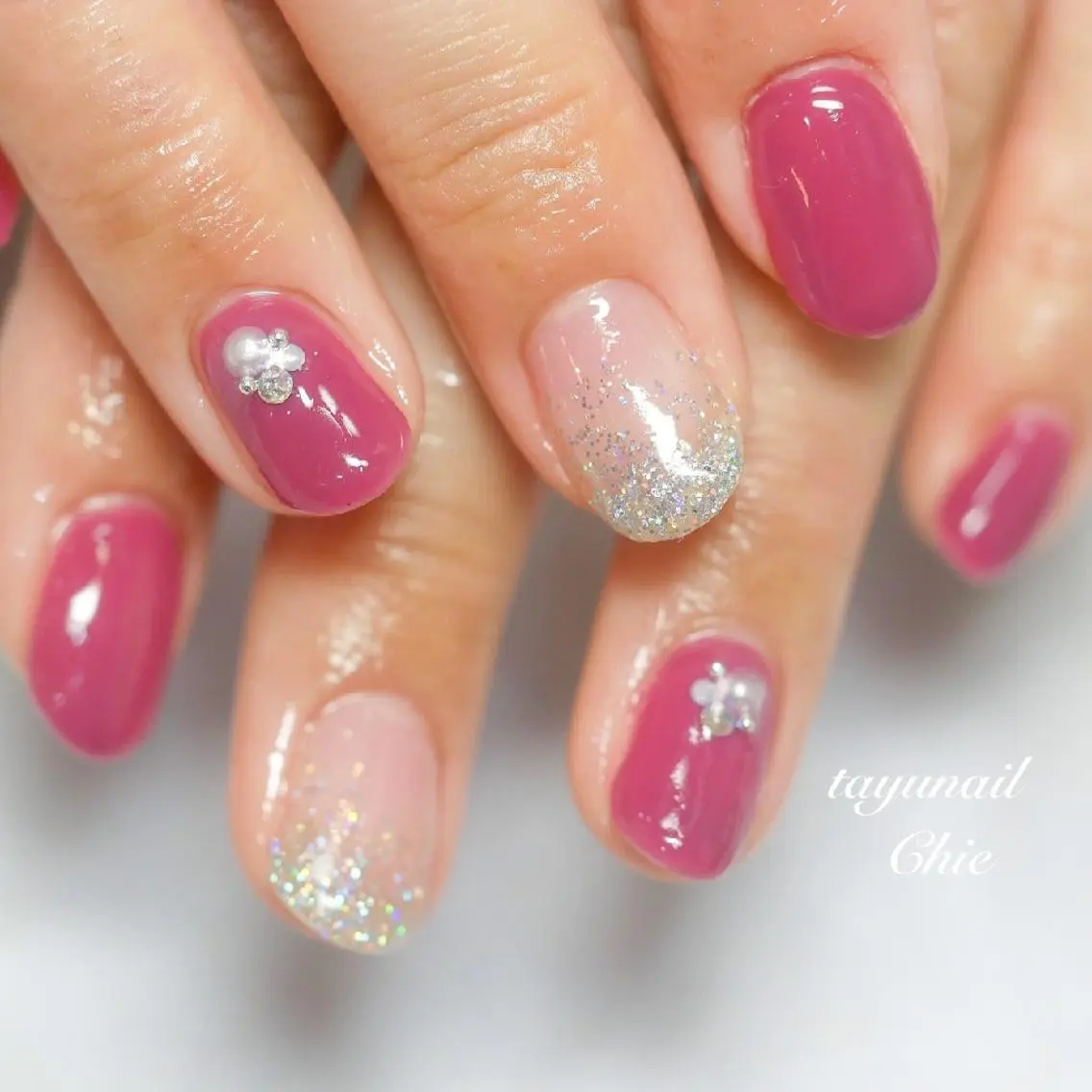 ネイル ブルー ジェルネイル グラデーション キラキラネイル ラメ(グリッター) ネイルサロン 【たゆnail】のネイルデザイン