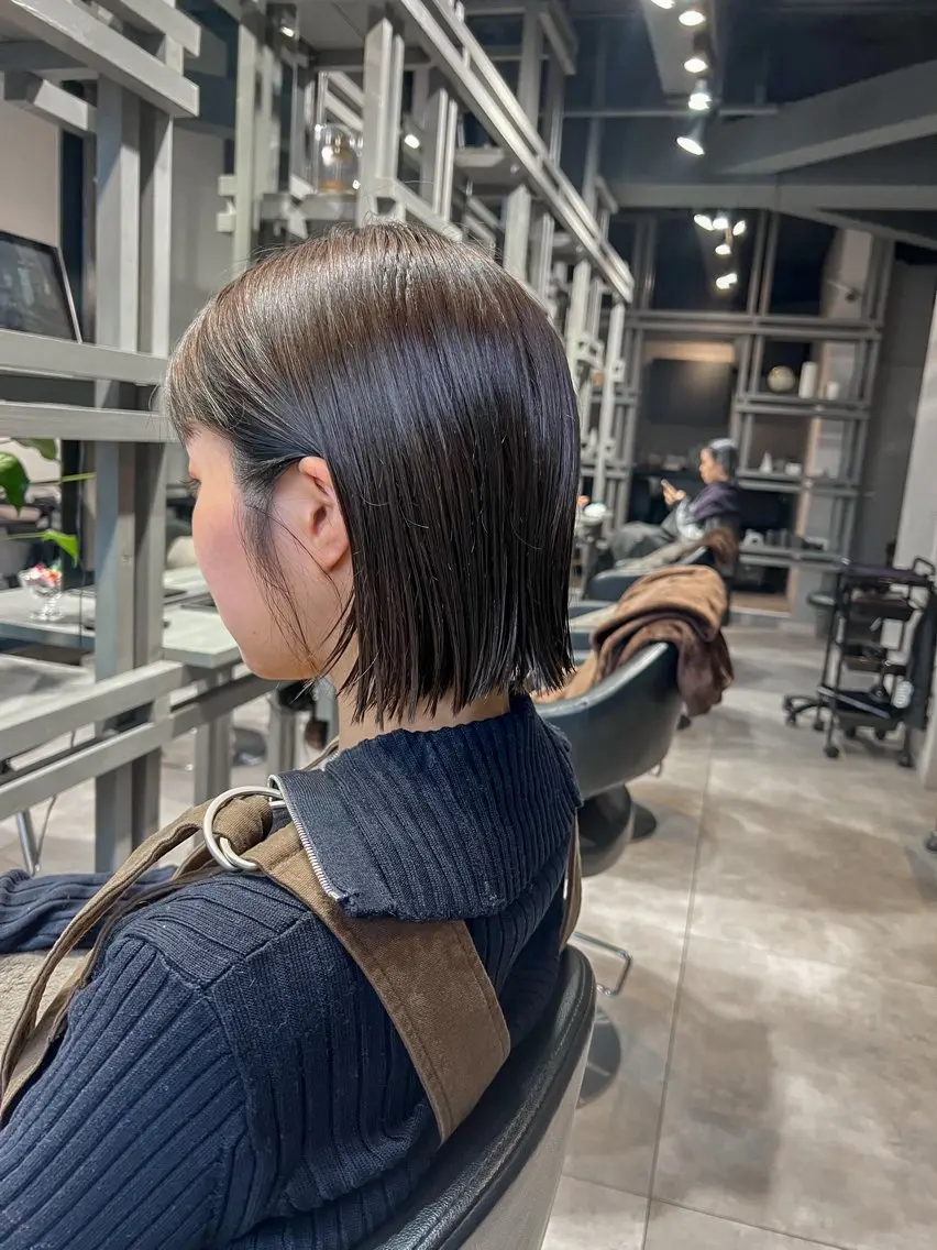 ショート ショートボブ ケアカラー ボブ ショートヘア カット ヘアカラー トリートメント 恵比寿韓国レイヤー× 艶透明感カラー大場のヘアスタイル