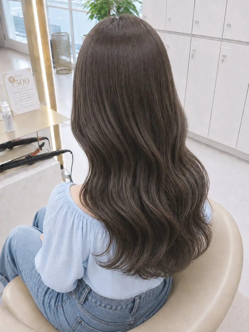 ロング カラー カット ヘアカラー トリートメント moeka レイヤー /艶カラー/韓国のヘアスタイル