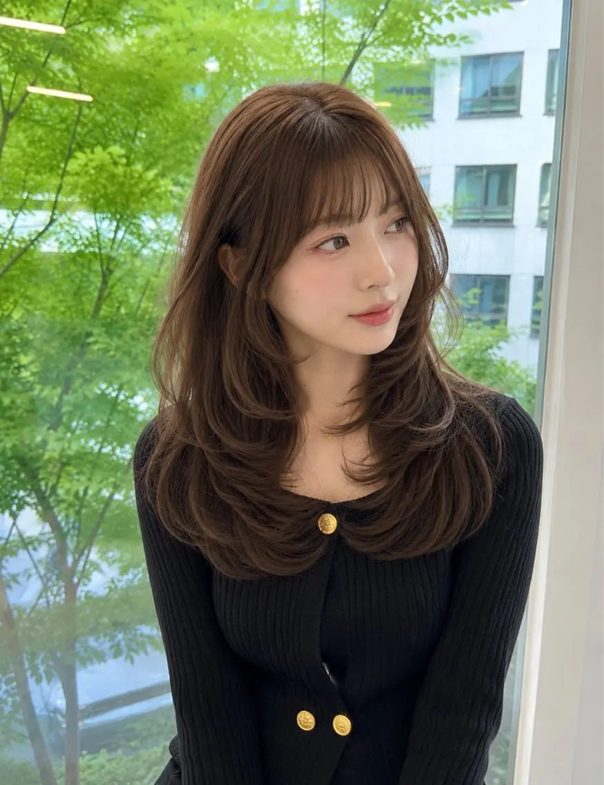 セミロング カット 縮毛矯正 トリートメント レイヤー× 顔まわり/MIUのヘアスタイル