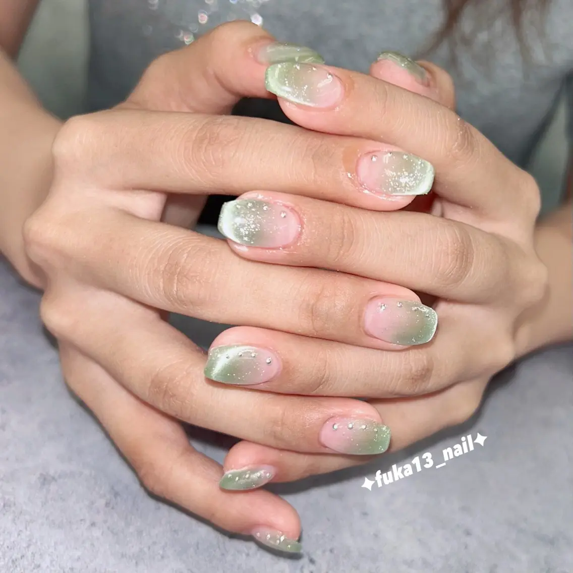 ネイル グラデーション グリーン 韓国ネイル ニュアンスネイル ハンドネイル Nail♡Fuka. /7月予約受付中のネイルデザイン