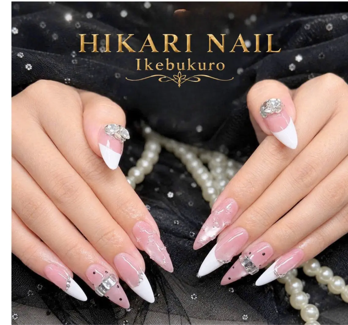 ネイル チークネイル 長さ出し フレンチネイル ガーリー ハロウィン ハンドネイル HikariNail Ikebukuroのネイルデザイン