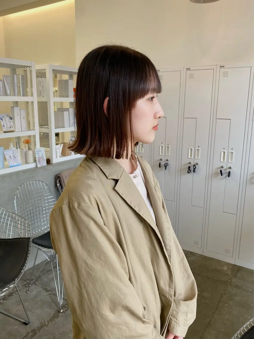 ショート ボブ カット 縮毛矯正 サトウ リョウのヘアスタイル