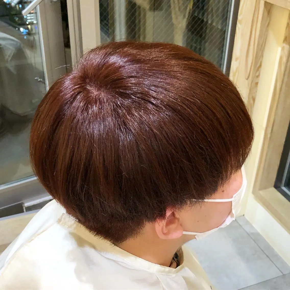 カラー メンズ メンズブリーチ ブリーチ ボルドーカラー ブリーチなしカラー 艶透明感カラー/ ルーズパーマ/田中のヘアスタイル
