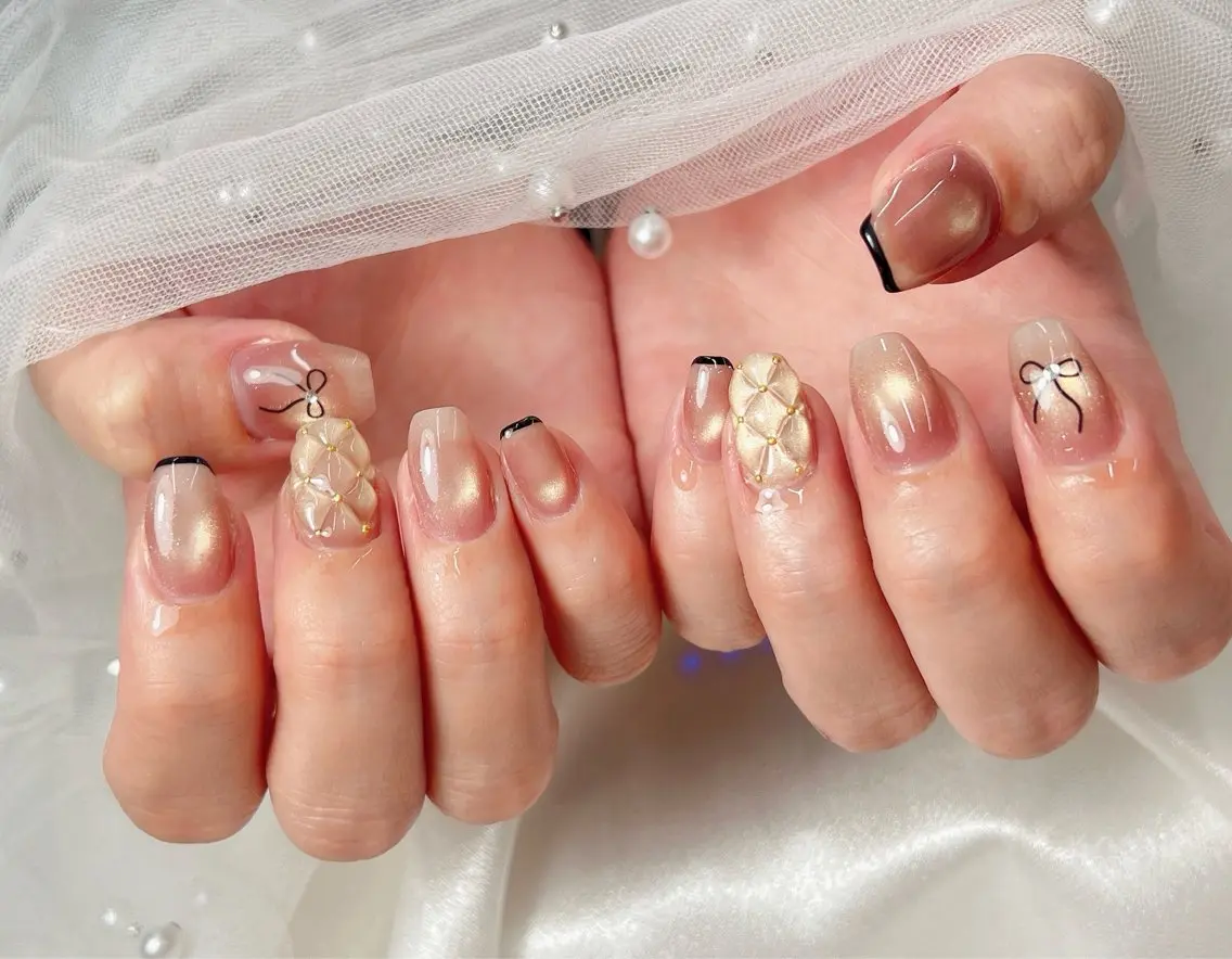 ネイル ハンドネイル bijou nails　蓮のネイルデザイン