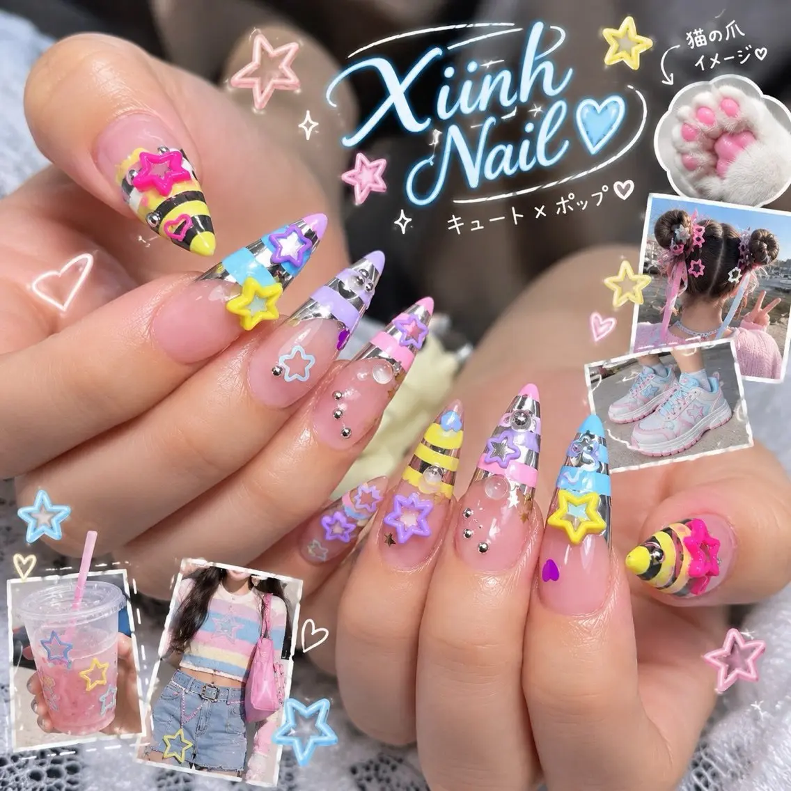 ネイル チークネイル 桜ネイル 長さ出し フットネイル ジェルネイル ハンドネイル XIINH NAIL SALONのネイルデザイン