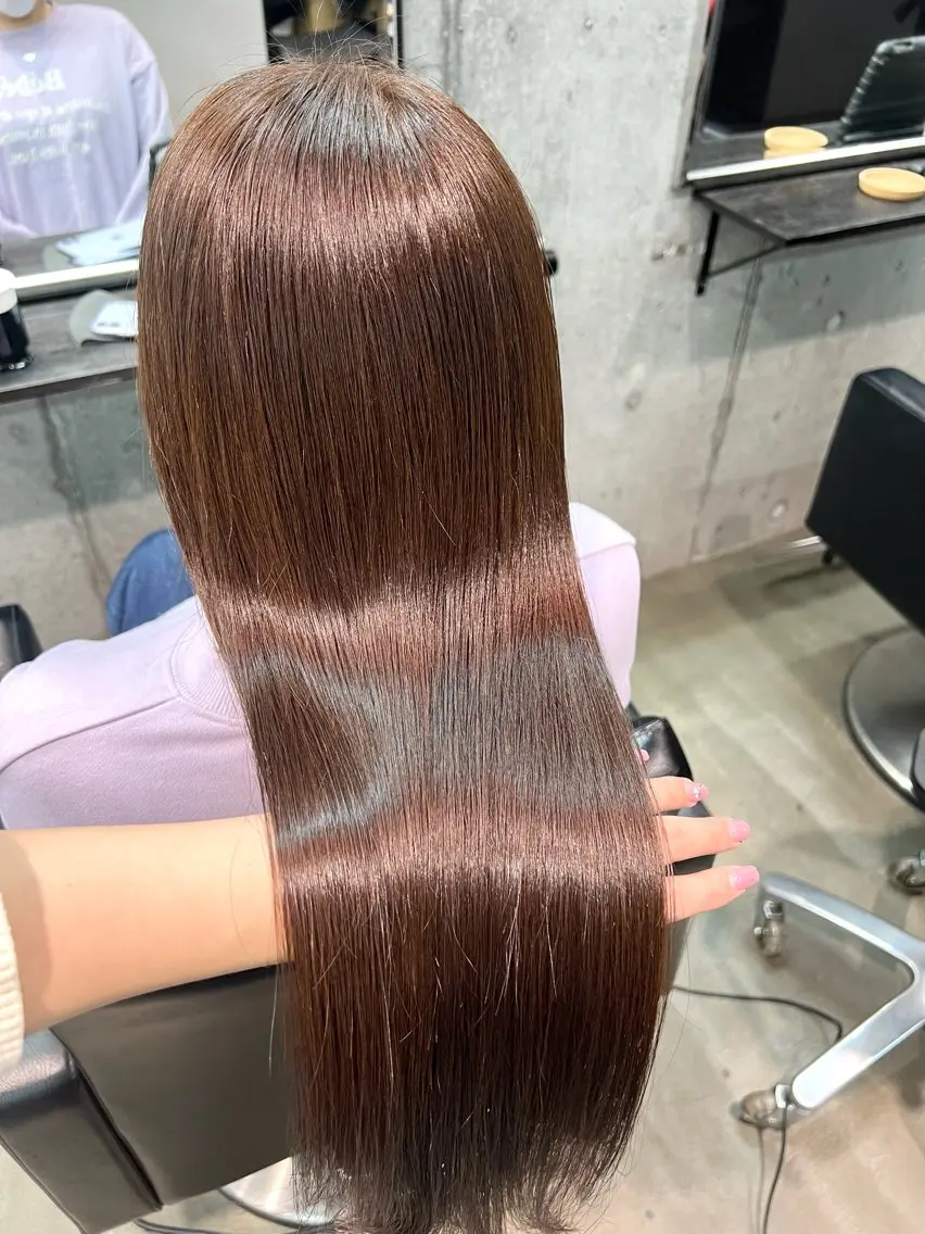 ロング カラー アクアカラー ブラウンカラー 髪質改善 トリートメント カット ヘアカラー トリートメント 透明感カラー ✨ 韓国艶髪💗菅原のヘアスタイル