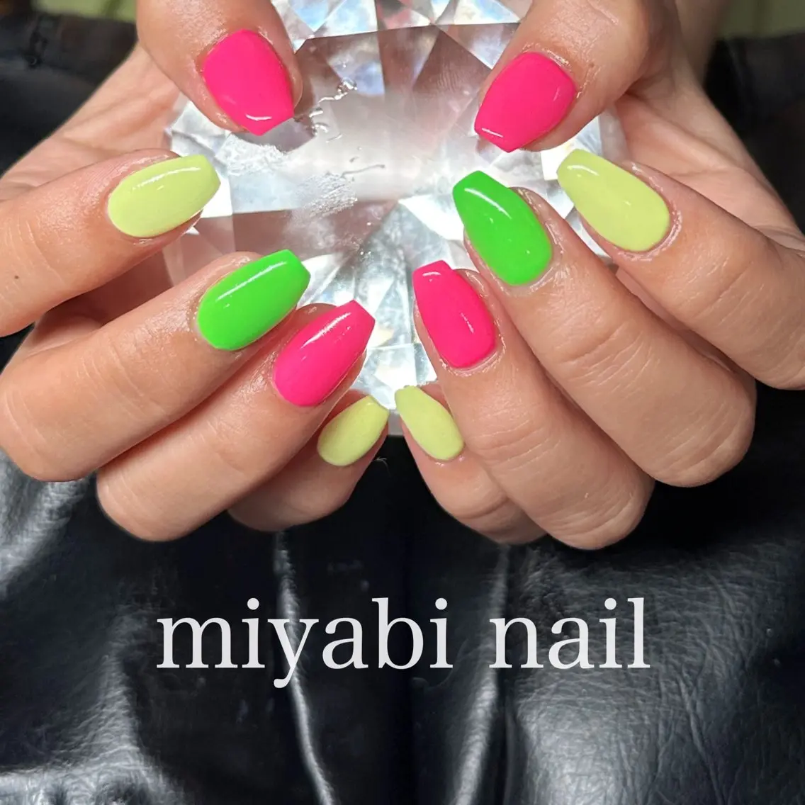 ネイル ジェルネイル 持ち込み シンプルネイル スクエアネイル 夏ネイル ハンドネイル miyabi nail 桂川駅近くのネイルデザイン