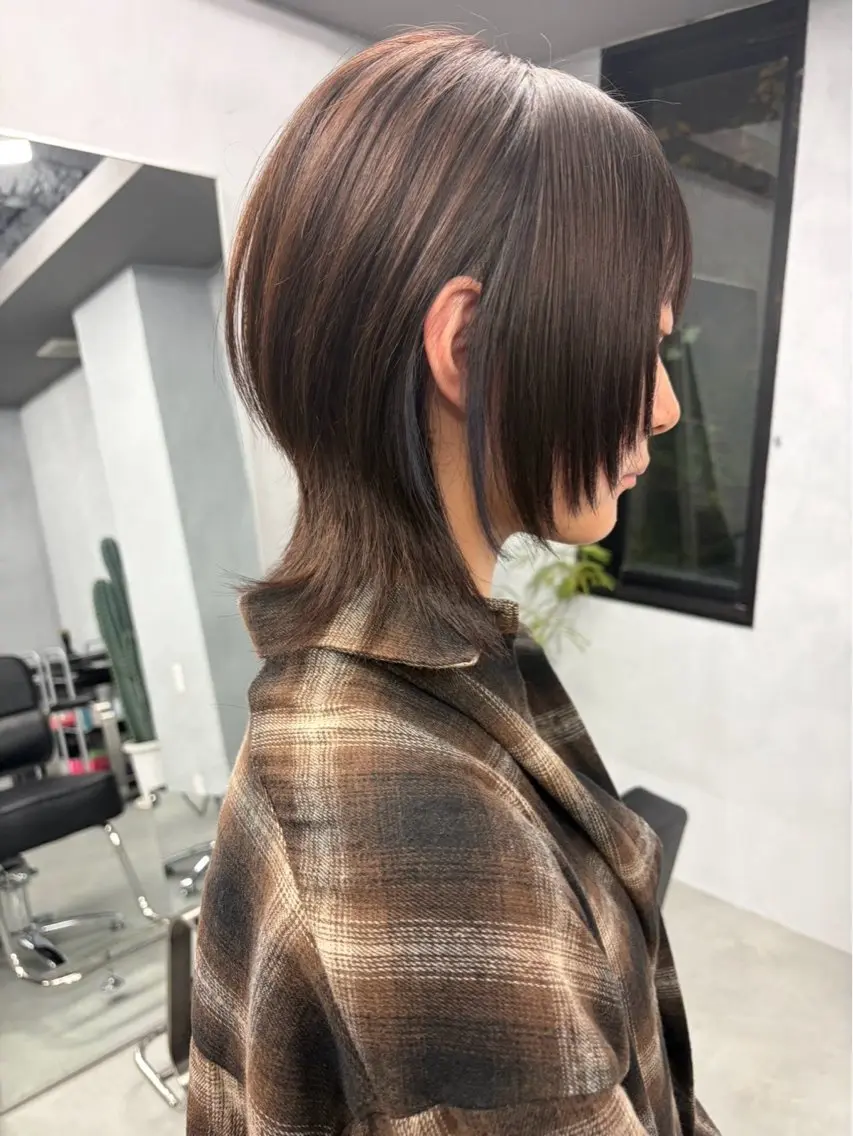 ミディアム ウルフカット カット 中山 柊佑のヘアスタイル