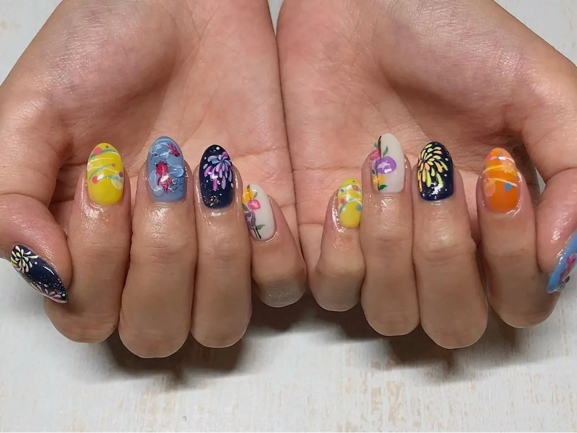 ネイル アートネイル 𖡼 yumenoのネイルデザイン