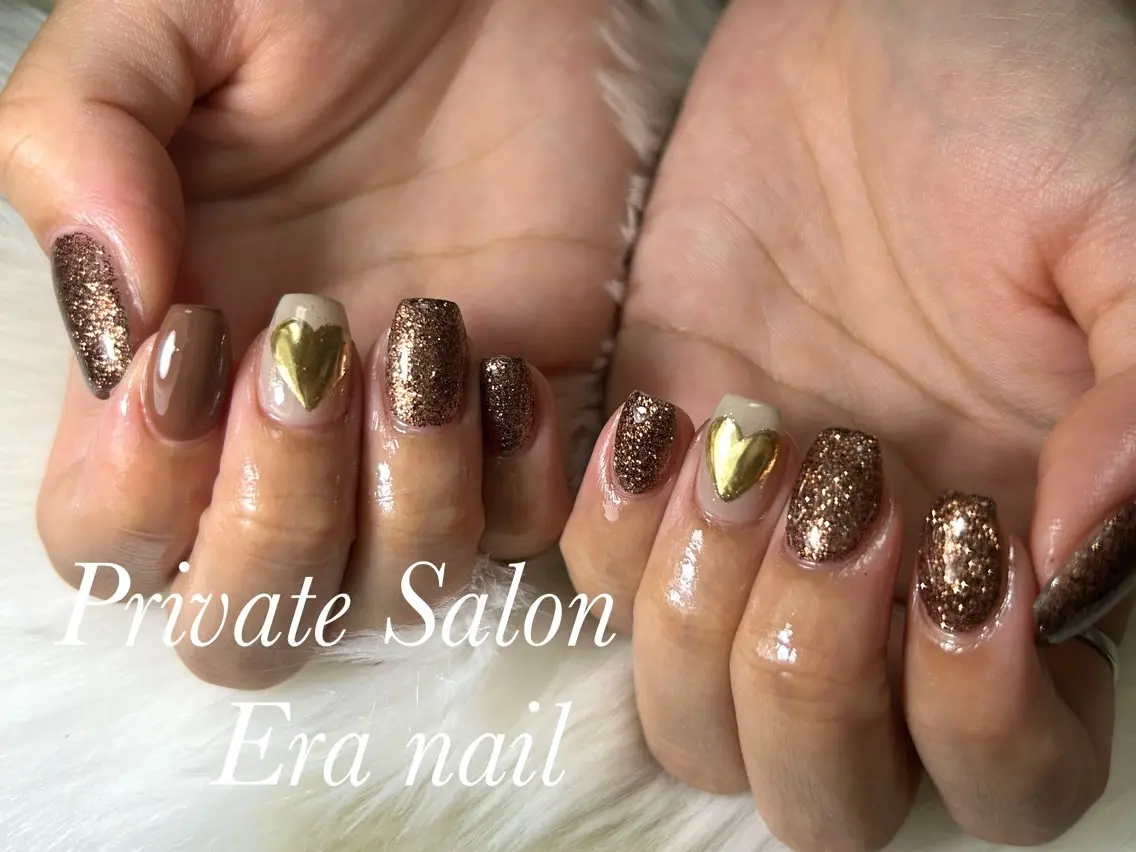 ネイル ハート ミラーネイル Era nailのネイルデザイン