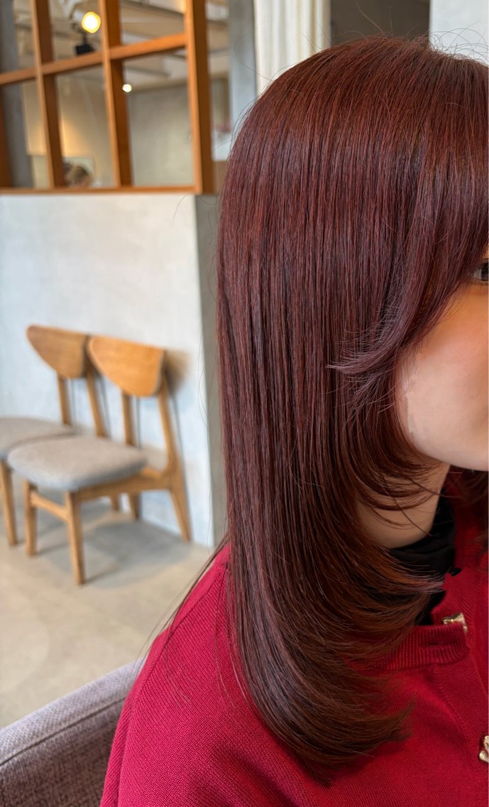 ロング カラー ブラウンカラー カシス レイヤーカット ロング カット ヘアカラー momoka オリーブ/ベージュのヘアスタイル