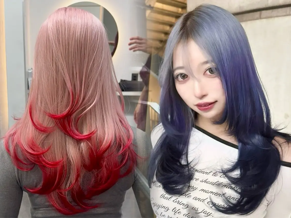 ロング カラー ブルーカラー デザインカラー グラデーションカラー ラベンダーカラー ピンクカラー カット ヘアカラー トリートメント せいせい/エクステ /ルーツカラーのヘアスタイル