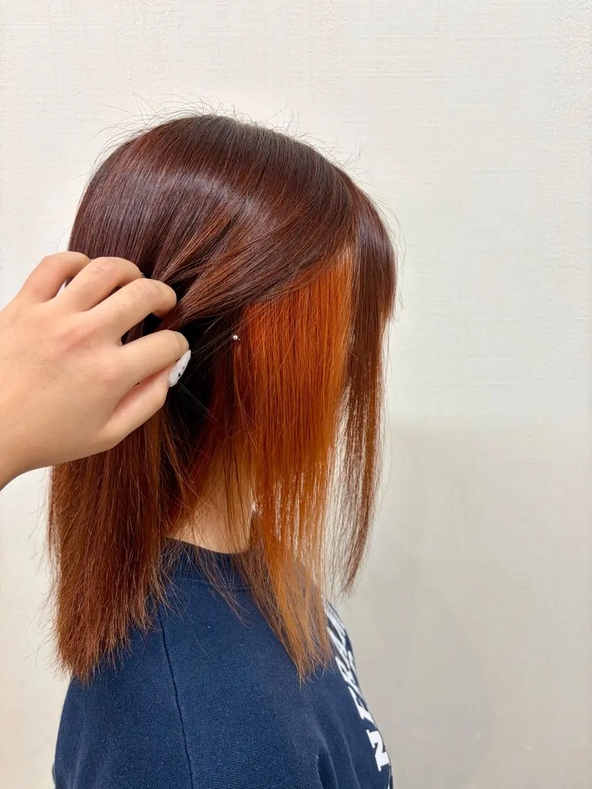カラー オレンジ ヘアカラー 杉森 蘭琉のネイルデザイン