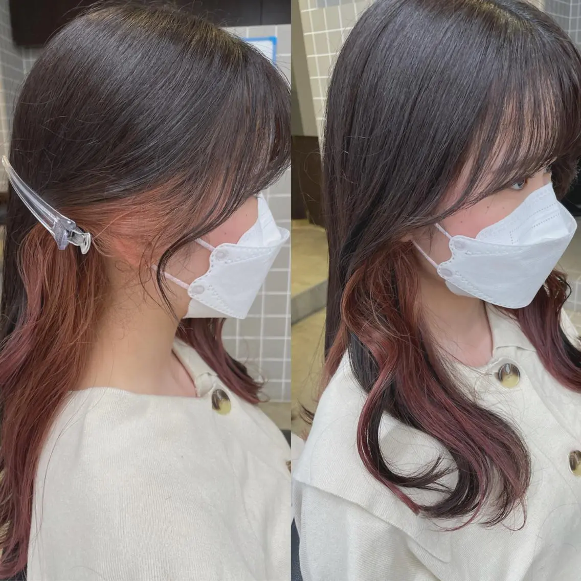 ミディアム カラー 抜け感レイヤー︴ ニュアンスカラーのヘアスタイル