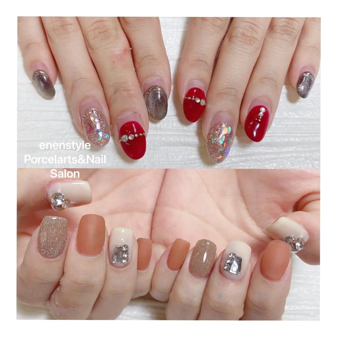 ミディアム ネイル ハンドネイル 🐾enen style 🐾のネイルデザイン