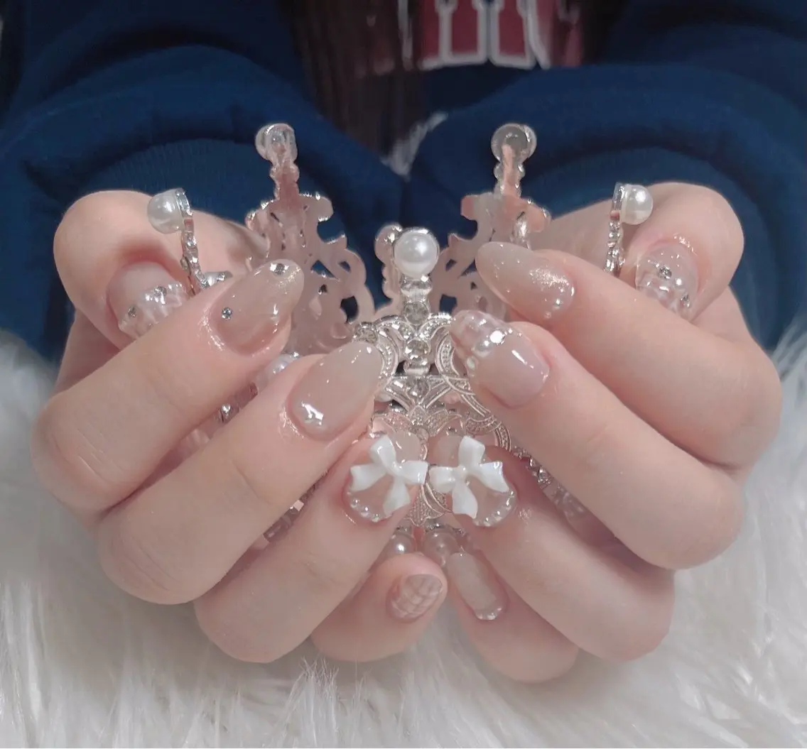 ネイル リボン ツイードネイル ハンドネイル FLY Nail Salonのネイルデザイン