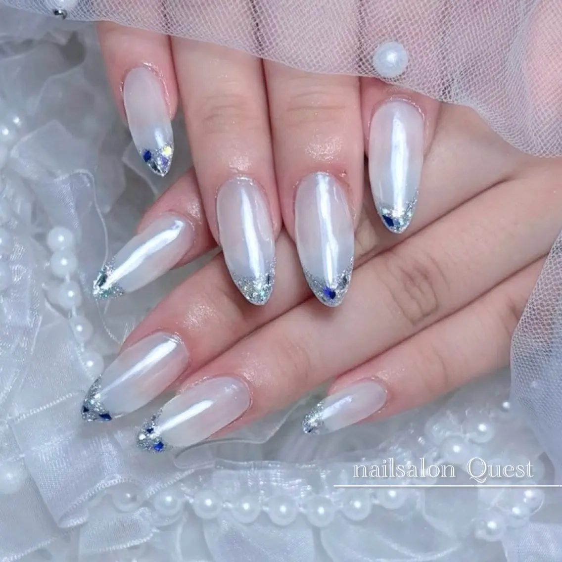 ネイル フレンチネイル ガラスフレンチ nailsalon Questのネイルデザイン