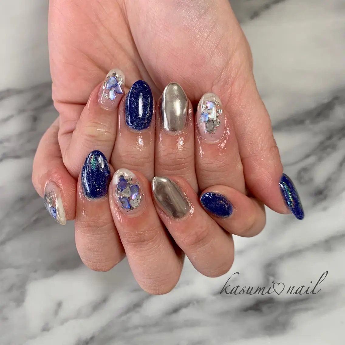 ネイル アートネイル フットネイル 大理石ネイル(マーブル) ミラーネイル ニュアンスネイル KASUMI♡ Nailのネイルデザイン