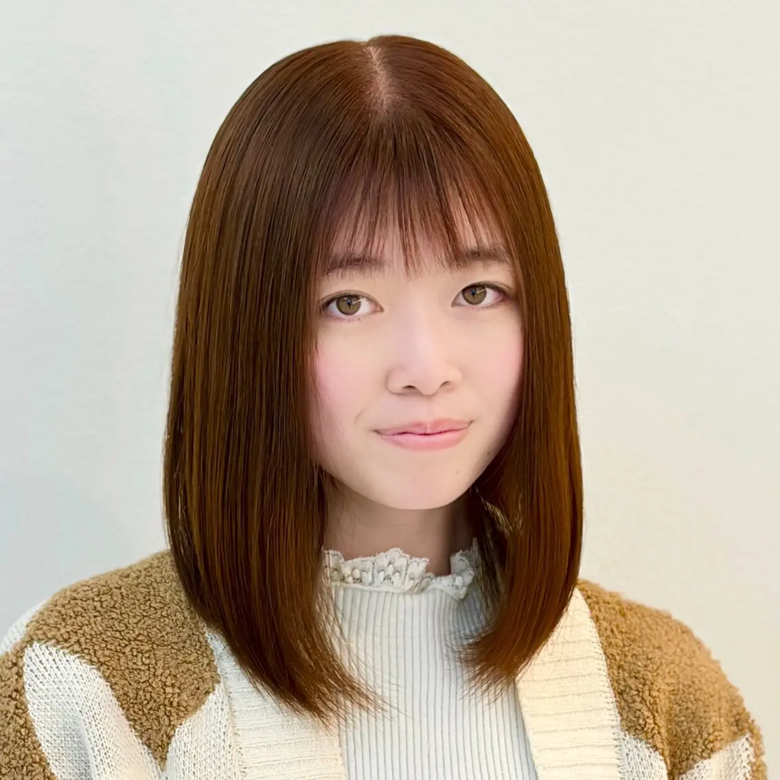 ミディアム カラー ベージュカラー ピンクカラー ピンクベージュ ボブ 髪質改善 カット ヘアカラー トリートメント レイヤー/髪質改善 aobaのヘアスタイル