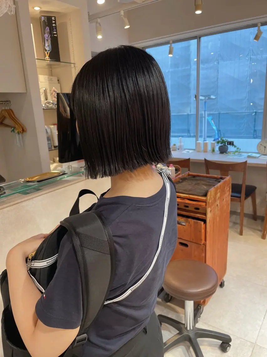 ショート 切りっぱなしボブ ボブ カット トリートメント 切りっぱなしボブ ソノキユウカのヘアスタイル