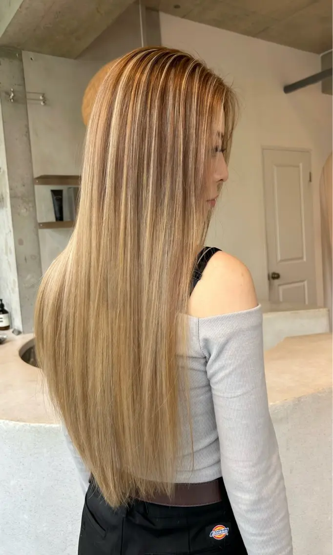 ロング カラー バレイヤージュ ハイライトカラー ハイライト レイヤーカット ヘアカラー loe 🦋mamiya🦋のヘアスタイル
