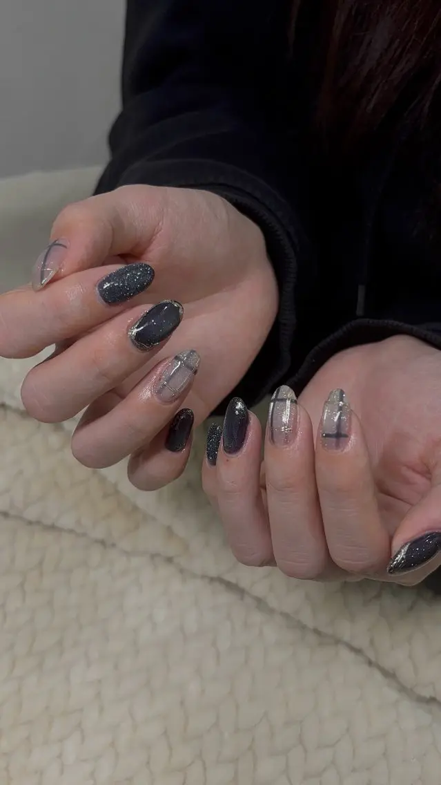 ネイル ネイビー ハンドネイル THREE nail 長谷川のネイルデザイン
