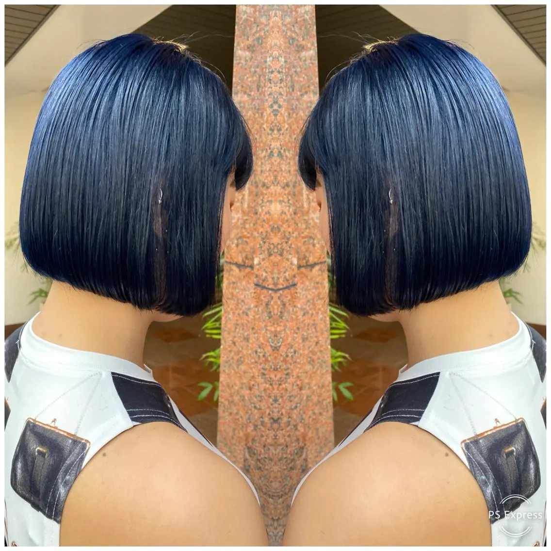 セミロング カラー ヘアアレンジ 黒髪 ブルーカラー ブルーブラック カット ヘアカラー TOPSTYLIST 🇬🇧JIMMYのヘアスタイル