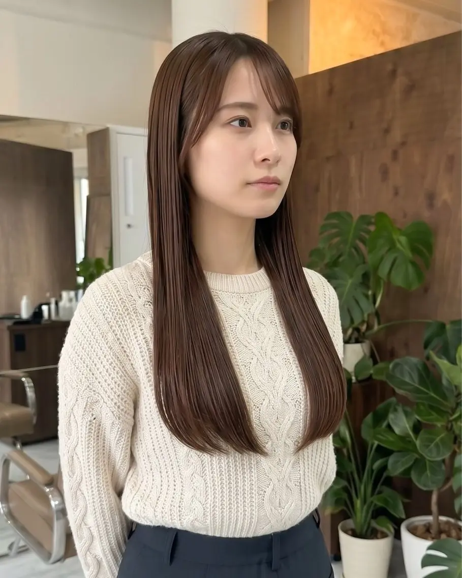 ロング カラー カット ヘアカラー トリートメント 桃木 杏奈のヘアスタイル