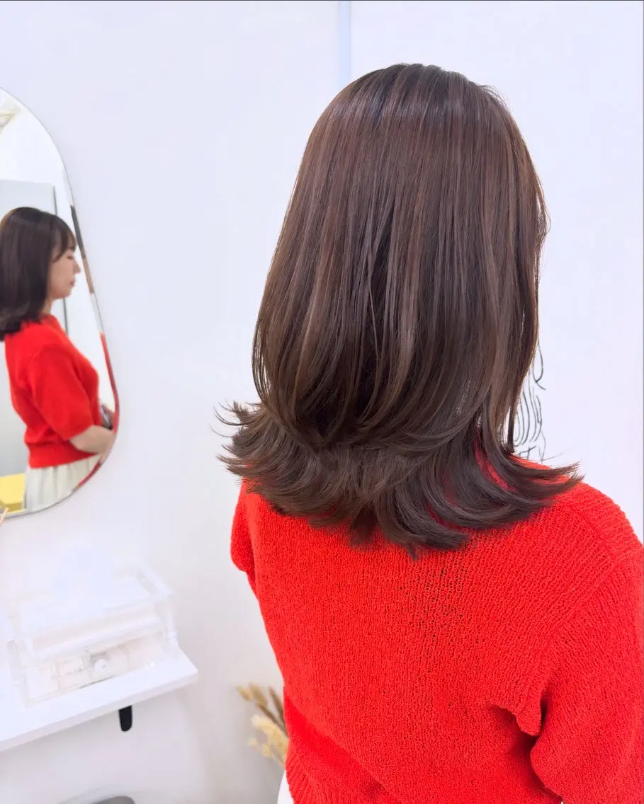 ミディアム カラー カット ヘアカラー トリートメント 似合わせ美髪ヘア✨ 天王寺.阿倍野🌈のヘアスタイル