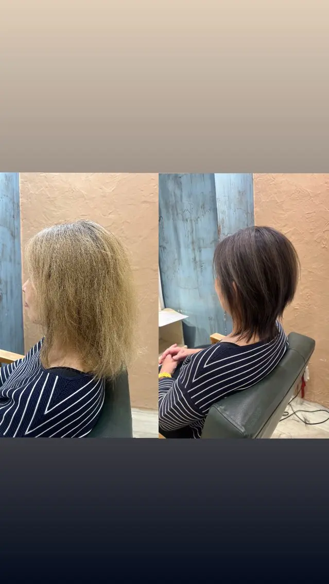 ミディアム カラー パーマ ブリーチ シルバー たけかわ みずきのヘアスタイル