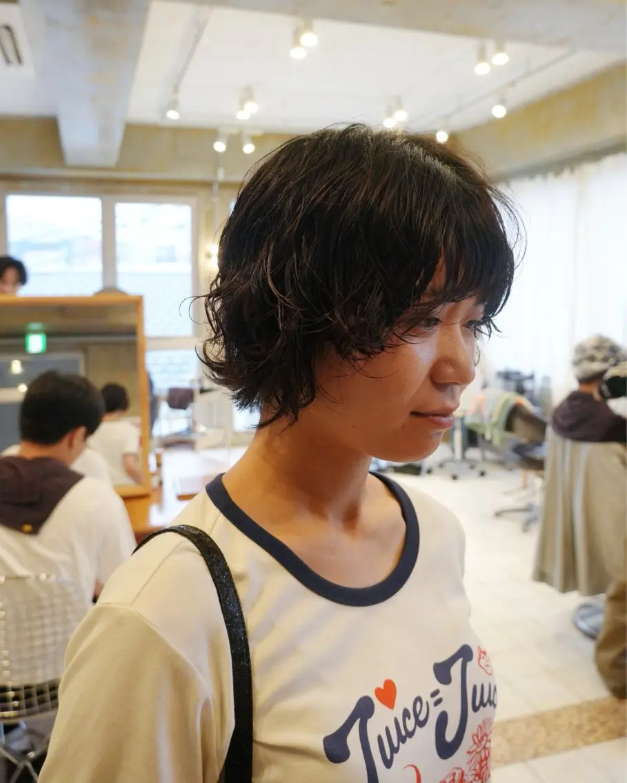 ショート パーマ パーマ ウチミズ サヤカのヘアスタイル