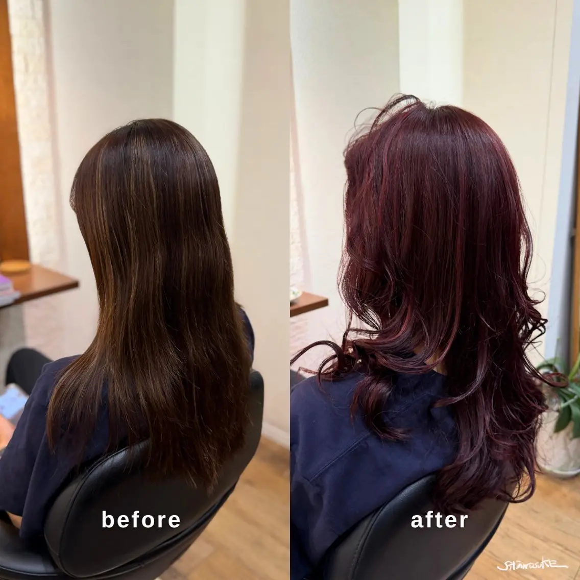 ロング カラー ハイライトカラー レッドカラー ハイライト ヘアカラー トリートメント ヘアセット しんのすけ /モデルさん募集中のヘアスタイル