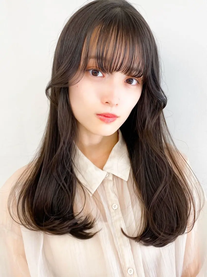 ロング カラー カット ヘアカラー トリートメント 艶カラー/縮毛矯正/ 鴨川育弥のヘアスタイル